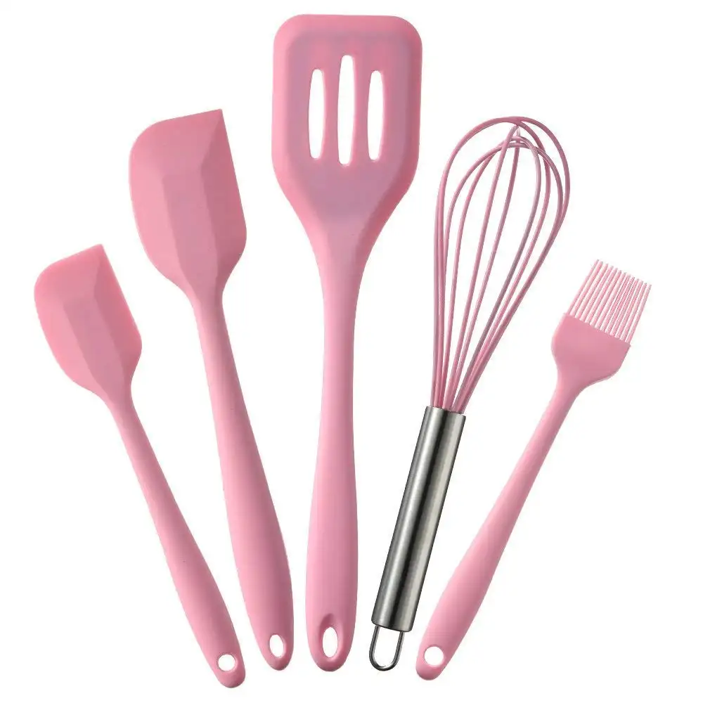 20230 panas tahan panas silikon peralatan masak spatula 5 buah set peralatan dapur untuk memasak