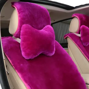 Styling Kulit Domba Asli Wol Dukungan Kepala Bantal Leher Mobil untuk Kursi Otomatis Nyaman Warna-warni Bulu Menyerap Guncangan Harga Pabrik