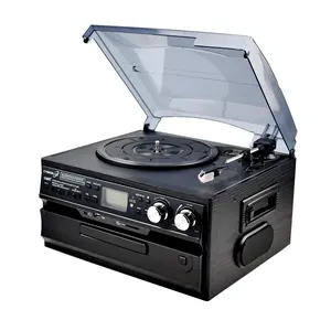 2019 top venda cd usb bt gravador de vinil, reprodutor de mp3 codificação gramophone com cassete de rádio