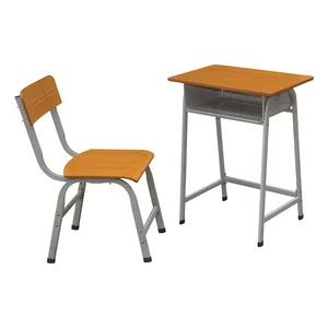 Single Metal Frame Desk and Chair For Student / High Quality School Furniture Made in China