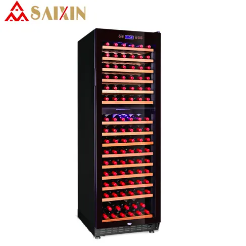 SRW-168D 160 Bottle Wine Cellar/Red Wooden Design Wine Cooler/Wine Refrigerator