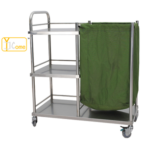 YK-K029 Troli Rias Besi Tahan Karat, Keranjang Troli Linen Rumah Sakit Hotel Bentuk Persegi Bingkai X Pembersih Lipat - Product Image 3