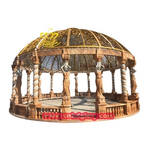 Gazebo con Colonne Romane in Marmo e Tetto in Metallo, <span class=keywords><strong>Arredo</strong></span> da <span class=keywords><strong>Giardino</strong></span>, Prodotto Unico in Pietra <span class=keywords><strong>per</strong></span> Giardini - Product Image 2