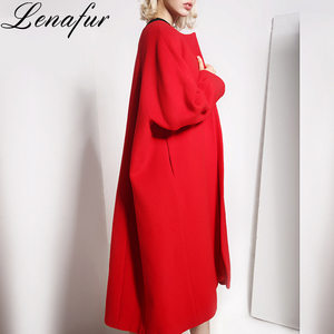 Nuovo design di colore rosso Double Face Cachemire di Lana Cappotto di Inverno Delle Donne - Product Image 4