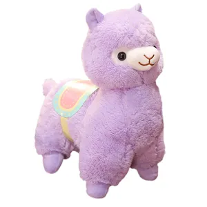 Peluche d'alpaga de Llama alpaga, jouet en peluche doux, rose, blanc, violet