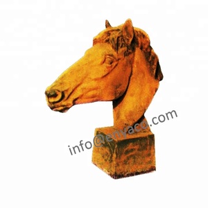 Escultura de cabeça de ferro fundido antigo rústico, tamanho de vida decorativa para o ar livre, jardim, animal, escultura - Product Image 3