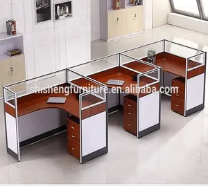 Modern office partner desk used 4 person computer table