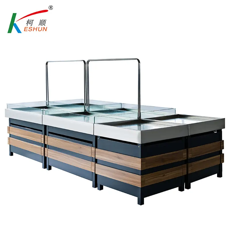 Kim Loại Thép Gỗ Tùy Chỉnh Siêu Thị Trái Cây Rau Hiển Thị Kệ Gỗ Rau Rack Cho Cửa Hàng