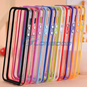 Clear Bumper Frame TPU Silicone Case for iPhone 6 4.7" with metal Volume Button