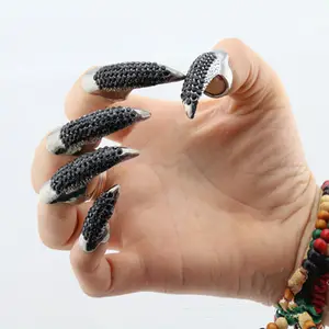 Fashion antieke Volledige crystal Rhinestone Vinger maskerade eagle claw Nail Ringen