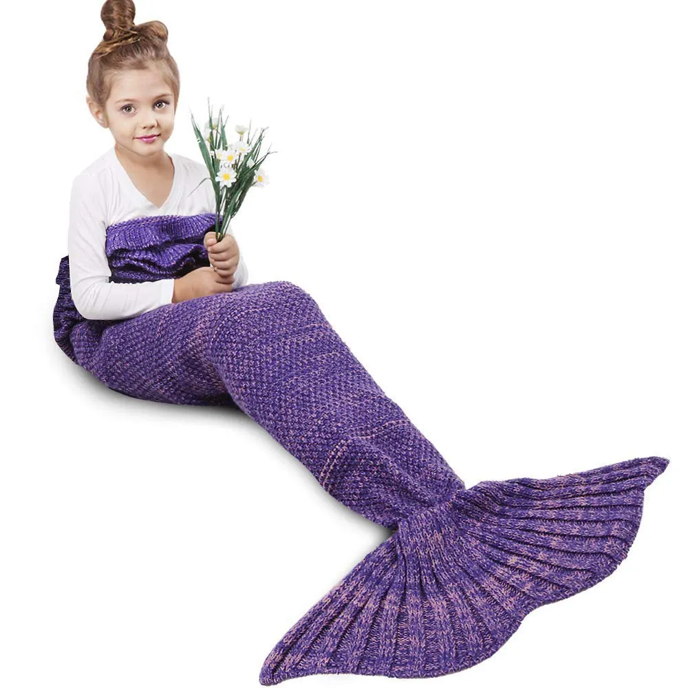 Customized Premium Quality Plush Crochet Kids Mermaid Tail Blanket for Girls