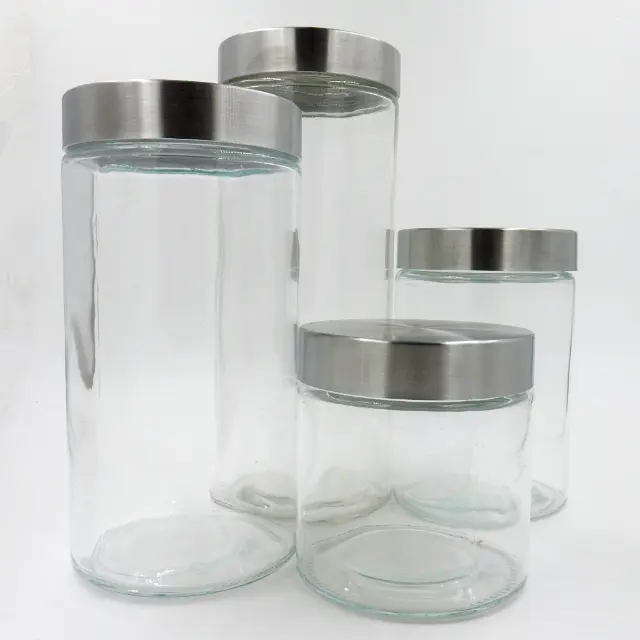 Heiß-verkauf lebensmittel glas vorratsglas für konserven und ausgestattete mit metalldeckel