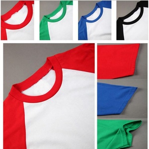 Maglietta da ginnastica Raglan a due colori a maniche corte da Baseball con maglietta rilassata in cotone con logo personalizzato stampato con logo stampato - Product Image 6