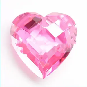 Pink Color Heart Shape Facetted Gemstone Wholesale CZ