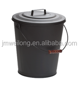 Light Grey Round Portable Metal <strong>Coal</strong> Ash <strong>Bucket</strong> <strong>with</strong> <strong>Lid</strong> - Product Image 4
