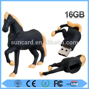 Diseño negro de encargo trotting del patrón del caballo usb2.0 flash drive con precios más bajos