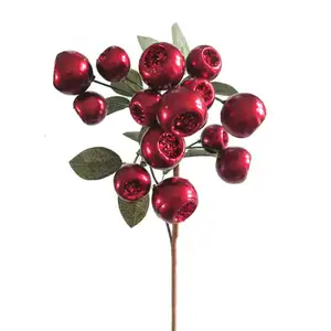 Keluaran Baru Gliter Metalik Acorn Tupai Berry dengan Daun untuk Dekorasi Natal
