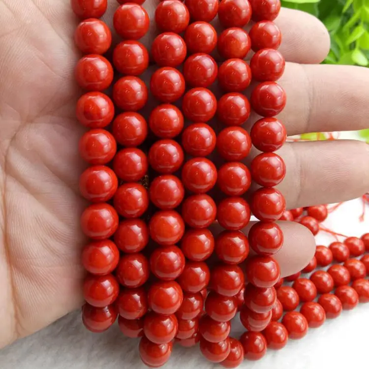 El Mejor Precio de suministro de fábrica de piedra natural de 8mm redondo rojo coral perlas filamento de pulsera de la joyería haciendo