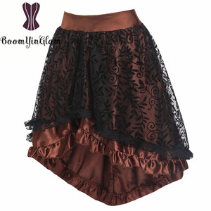 Nouvel arrivé 2 couleurs au choix jupe <span class=keywords><strong>jupon</strong></span> superposée noire et marron jupe corset avec dentelle taille S-6XL - Product Image 5