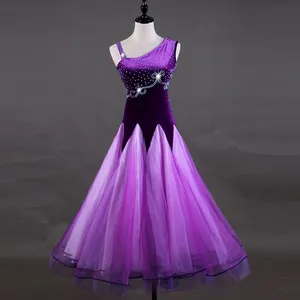 定制尺寸最小起订量 1 件女性女孩紫色竞赛舞厅拉丁舞穿