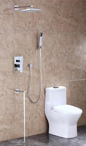 Salle de bain carrée Chrome Moderne Contemporain Céramique Poli CUPC Luxe <span class=keywords><strong>Douche</strong></span> Mitigeur Système Montage Mural <span class=keywords><strong>Baignoire</strong></span> <span class=keywords><strong>Douche</strong></span> Robinet Ensemble - Product Image 6