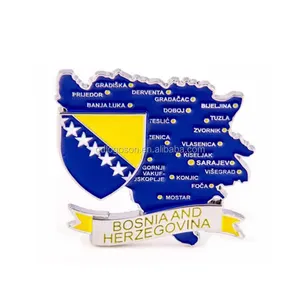 Manufacturer Custom Metal Enamel Fridge Magnet Map Creative Bosnia and Herzegovina Souvenir Fridge Magnet