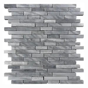 High Quality mixed Italy grey strip marble mosaic tiles
