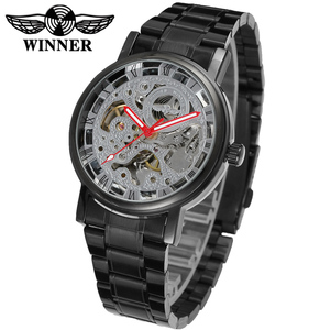 Jam Tangan Skeleton Pria, Arloji Otomatis Dial <span class=keywords><strong>Analog</strong></span> Mekanik Stainless Steel, Angin Sendiri - Product Image 4
