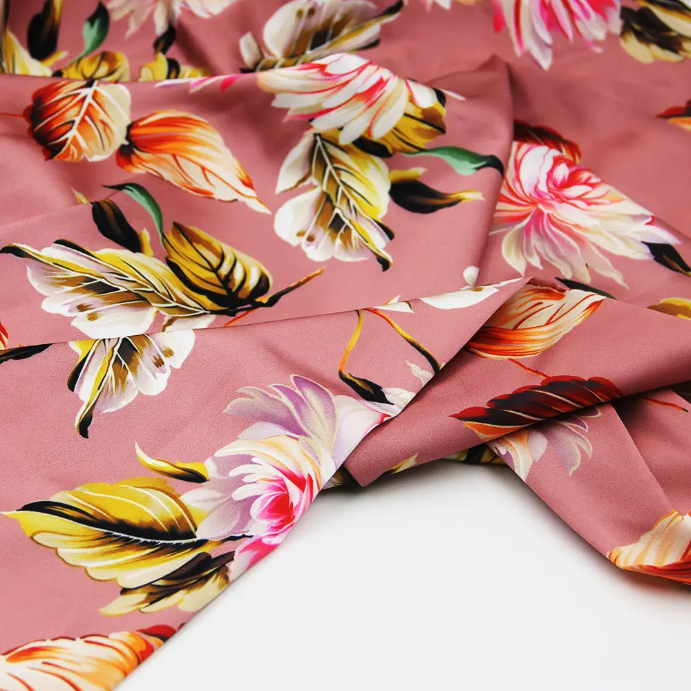 chiffon satin silk custom digital print fabric for lady