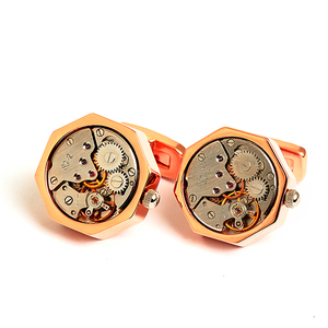 Gemelos mecánicos chapados en oro movimiento del reloj - Product Image 5