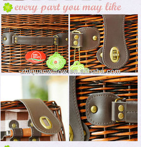 Nhà Máy Bán Buôn Quà Tặng Lớn Mua Handmade Mây Hamper Dã Ngoại Set Cho 6 Người Wicker Picnic Basket Với Chăn Mat - Product Image 5