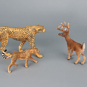 3ème ensemble : figurines d'animaux sauvages en plastique solide PVC, modèles de simulation de lion et girafe - Product Image 4