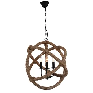 CE ROHS UL American Retro Hemp Rope Iron Home lighting hanging Indoor Pendant lamp