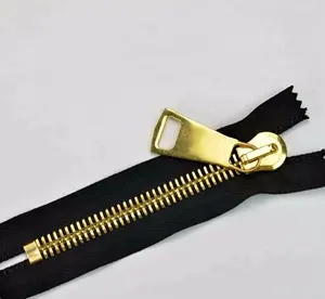 #5 pirinç zip metal fermuar, bronz fermuar otomatik kilit altın diş fermuar