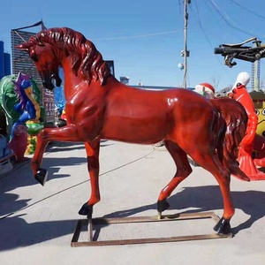 Scultura del cavallo della vetroresina della sezione del taglio di colore rosso all'aperto della statua animale astratta moderna - Product Image 5