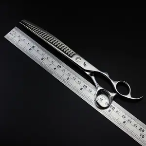 Freelander 8.0 zoll Dog Hair Clippers Silver 9cr Scissors Downward Curved Thinning Pet Styling Tool Trimming Hair Shear mit Bag