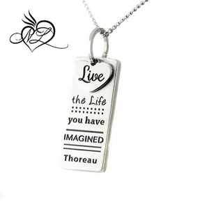 Thoreau Live The Life You Have Imagined 2 ชิ้นสร้อยคอแรงบันดาลใจ