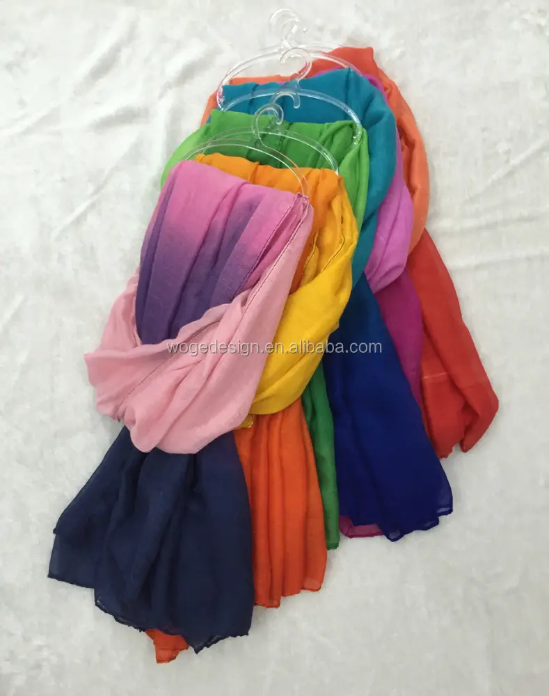 Fashion hot designer 2tones women Switzerland wrap shawl chiffon voile rayon fabric rainbow viscose scarves for spring autumn