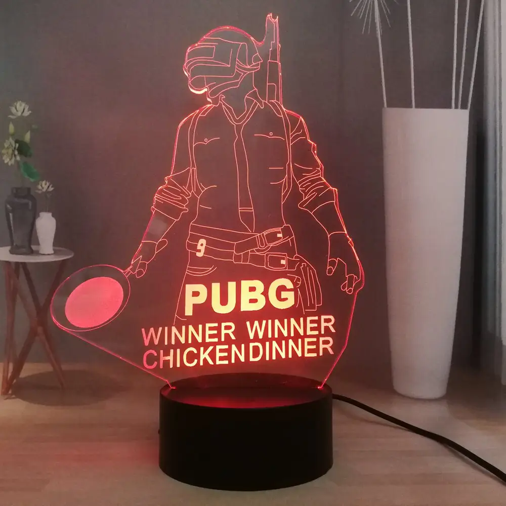 गर्म खेल के PUBG आंकड़ा नवीनता 3 रंग यूएसबी प्रभारी के नेतृत्व में बेडरूम भ्रम बैटरी शक्ति मूड रात को प्रकाश छुट्टी दोस्त मज़ा उपहार
