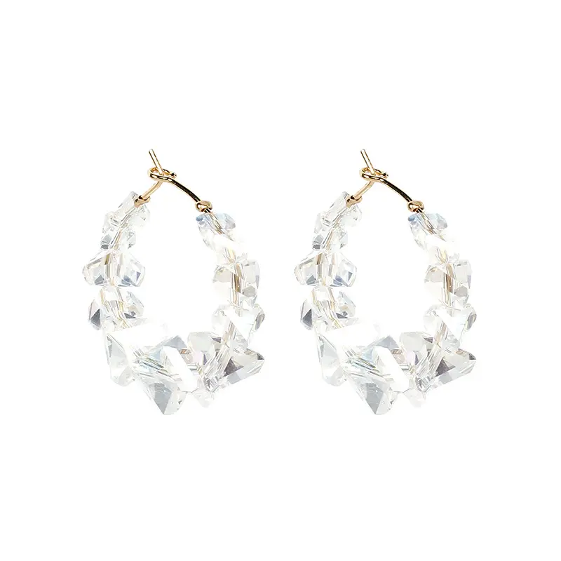 Pendiente de cristal Natural para mujer, poste de plata 925, pendientes de aro grandes, joyería