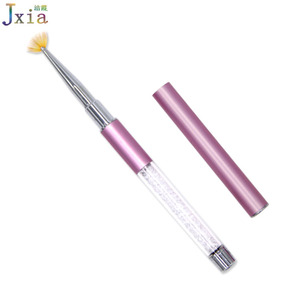 Cepillo de abanico de uñas de pintura de Gel UV de diseño de cristal con mango de Metal rosa de alta calidad <span class=keywords><strong>para</strong></span> <span class=keywords><strong>aplicar</strong></span> brillos - Product Image 1
