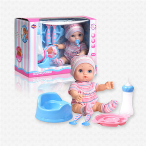 Hot Sell 10 Zoll Blasform Aktives Auge mit Saugen und Pee Baby puppe Set