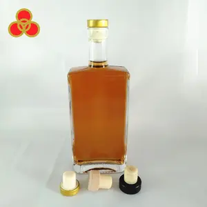 500ml custom liquor glass bottle with cork cap