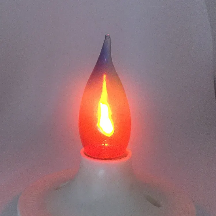 Flicker Flame Bulb Cal35 E14 3W LED Beautiful Rainbow Flicker Flame Long Tailed Light Bulb