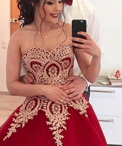 Top Casual Puffy <span class=keywords><strong>Rosso</strong></span> Oro Abiti Da <span class=keywords><strong>Sposa</strong></span> Per <span class=keywords><strong>La</strong></span> <span class=keywords><strong>Sposa</strong></span> - Product Image 2