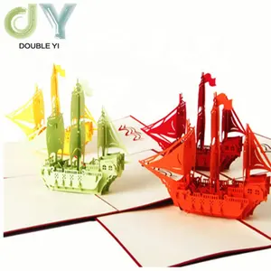 Wholesale Color Origami Sailing Boat Model 3D Paper-cut Art Paper Crafts Ship Model