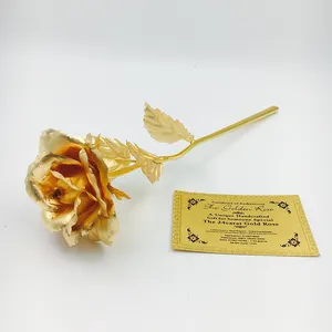 Artesanías de resina de 25cm para decoración, regalos de boda, rosa de Flor de Oro de 24 quilates, regalos de San Valentín