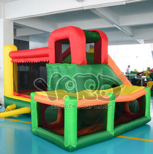 Anuncio publicitario que salta el PVC combinado del verde de la despedida de la diapositiva inflable de la casa con el salto fel - Product Image 3