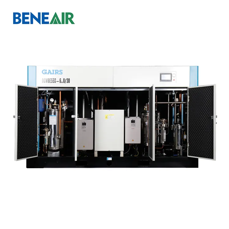 New Design 30 bar ~40 bar High Pressure Oil-free PM VSD Two-stage Screw Air Compressor With Durable Air End