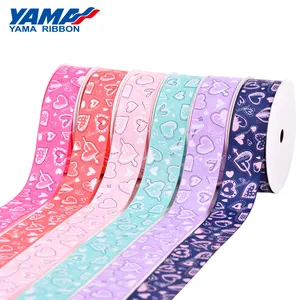 Yama โรงงานหัวใจรักรูปแบบการพิมพ์ Grosgrain วันวาเลนไทน์ริบบิ้น